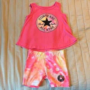 Converse Pink Tank and Tie-Dye Shorts Set